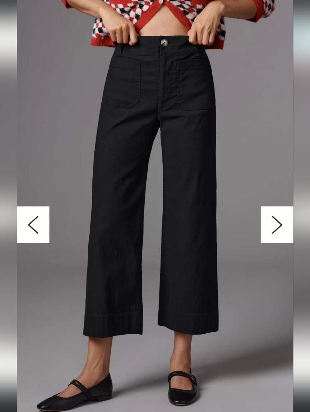 Maeve The Colette Magic Fabric Black Linen Blend Cropped Wide Leg Pants Size 29